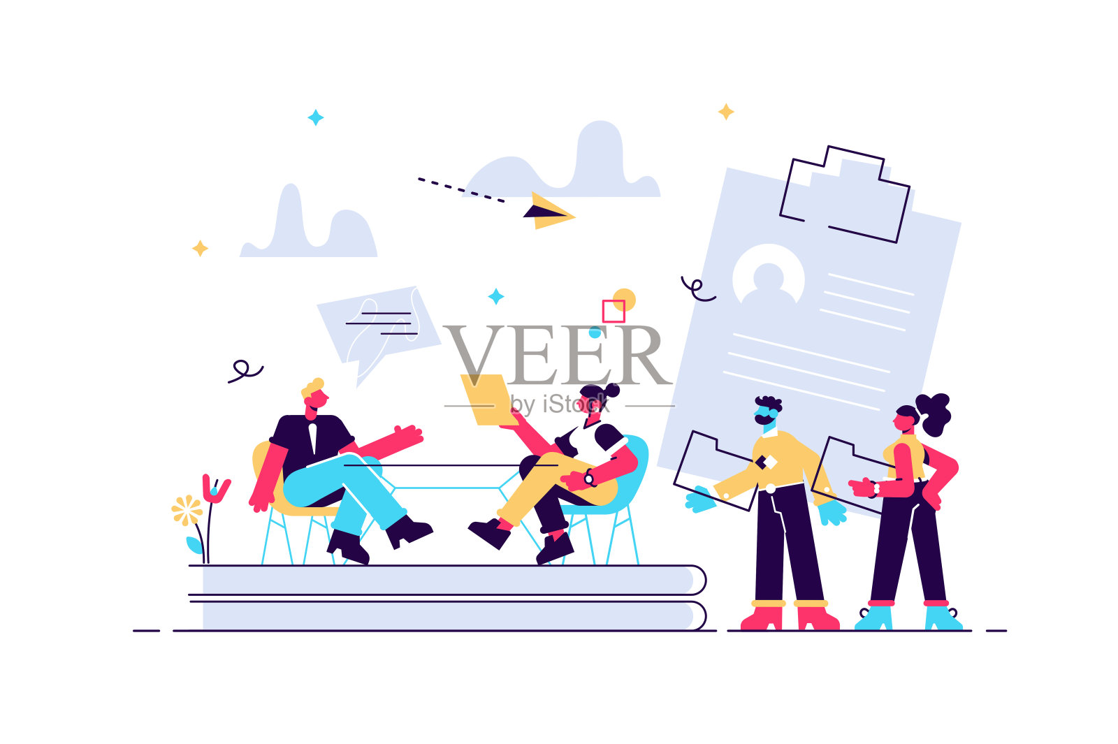 人力资源专员参加工作面试插画图片素材