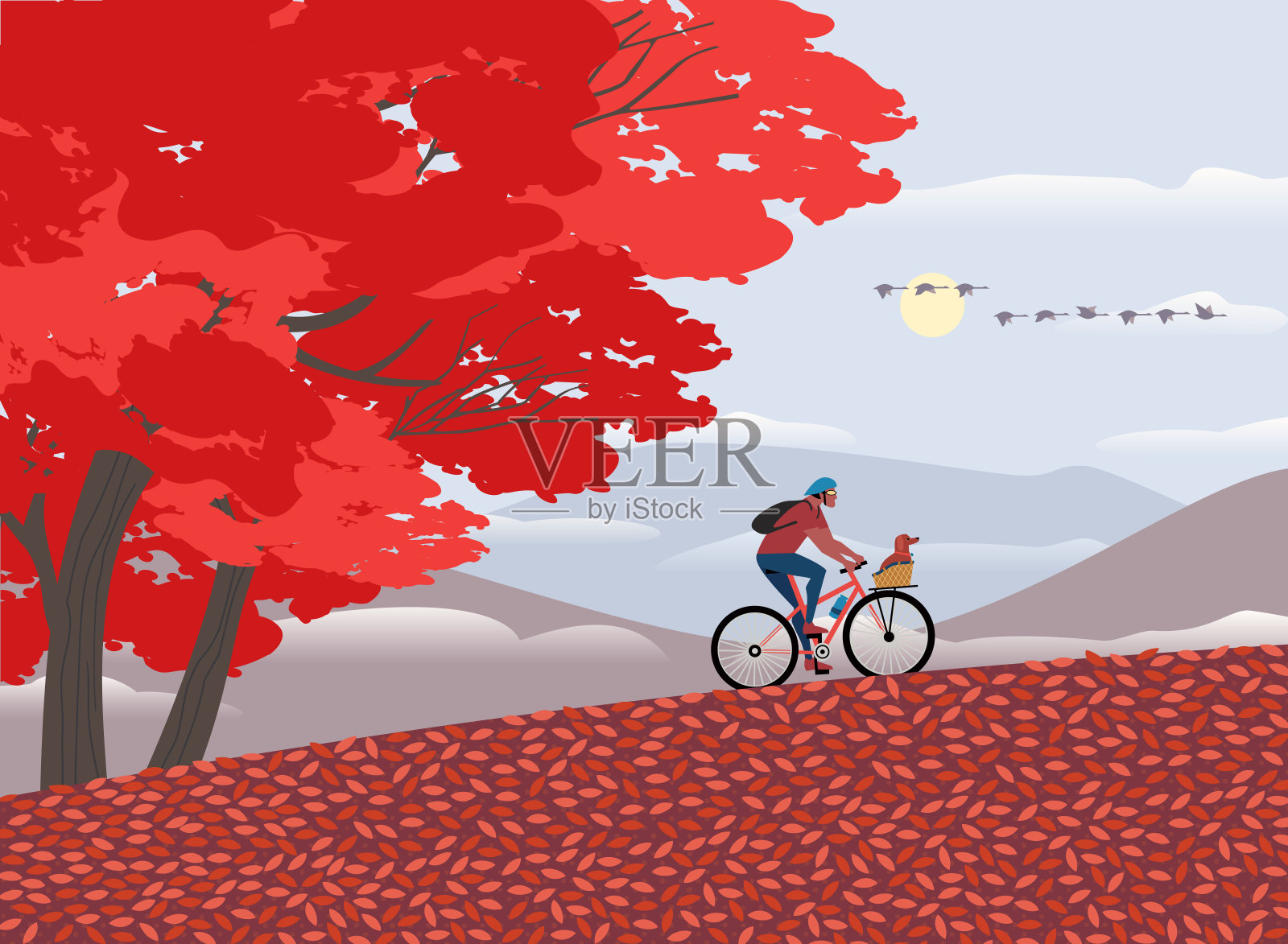 秋季山谷体育活动海报插画图片素材