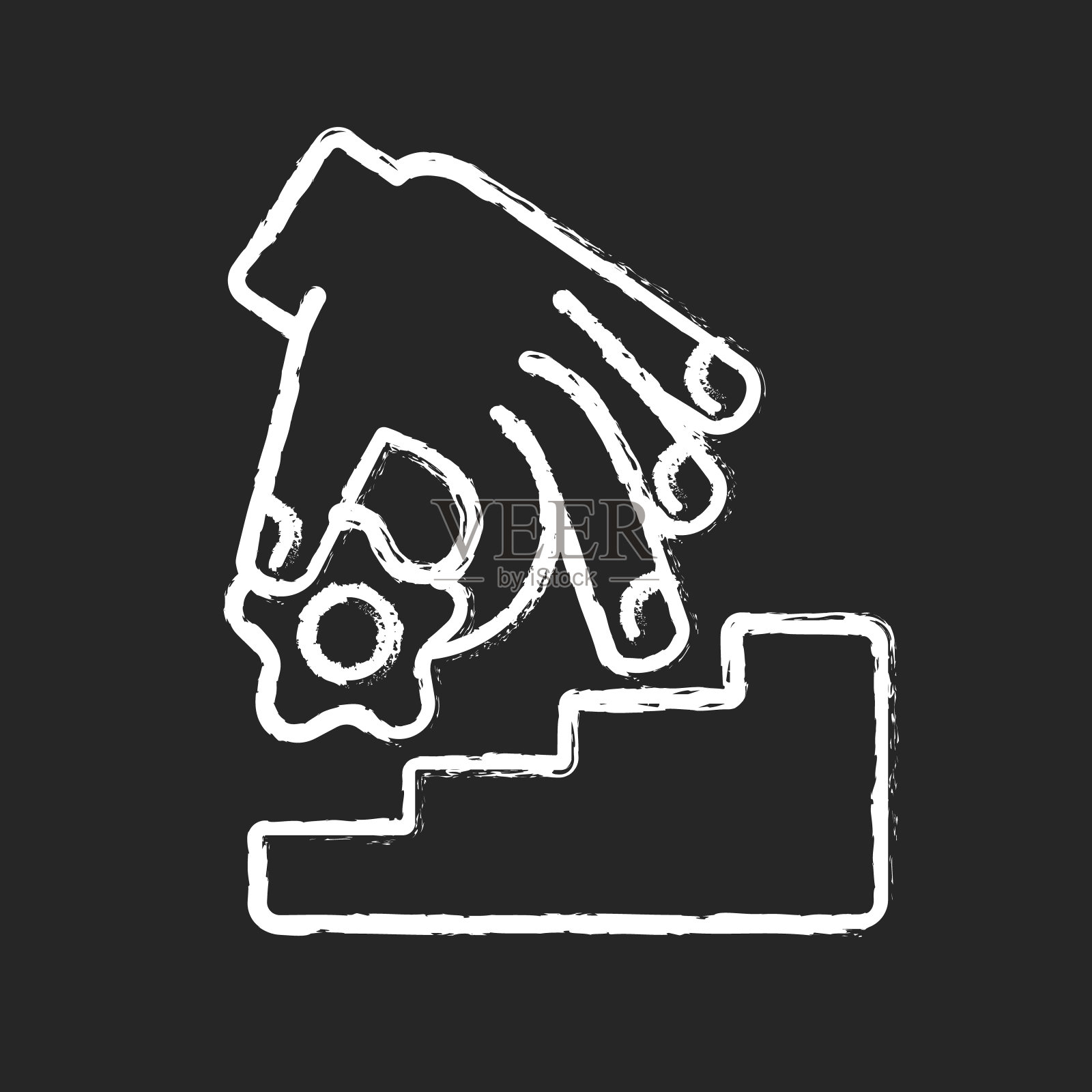 教练粉笔白色图标上的黑色背景插画图片素材