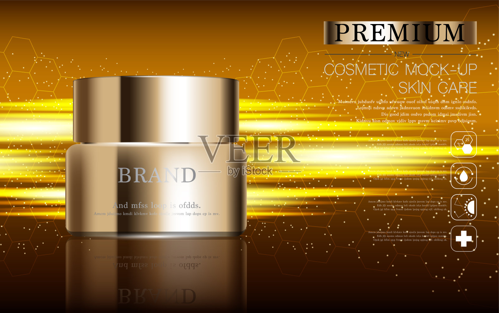 补水面部护肤年度特卖或节日特卖。银棕色膏霜面膜瓶上隔离亮片颗粒背景,用于产品展示。优雅的化妆品广告。插画图片素材