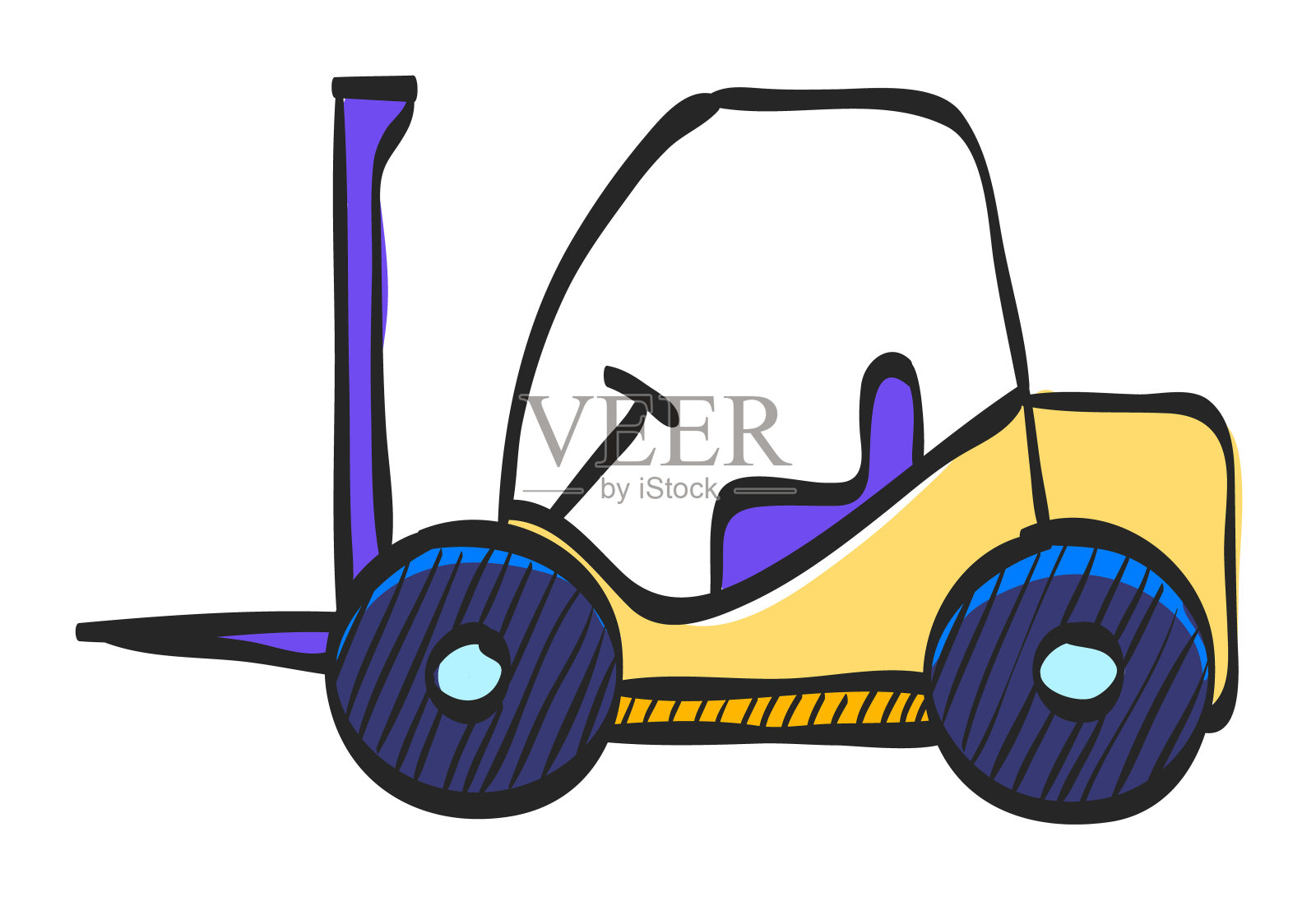 叉车图标在彩色图纸插画图片素材