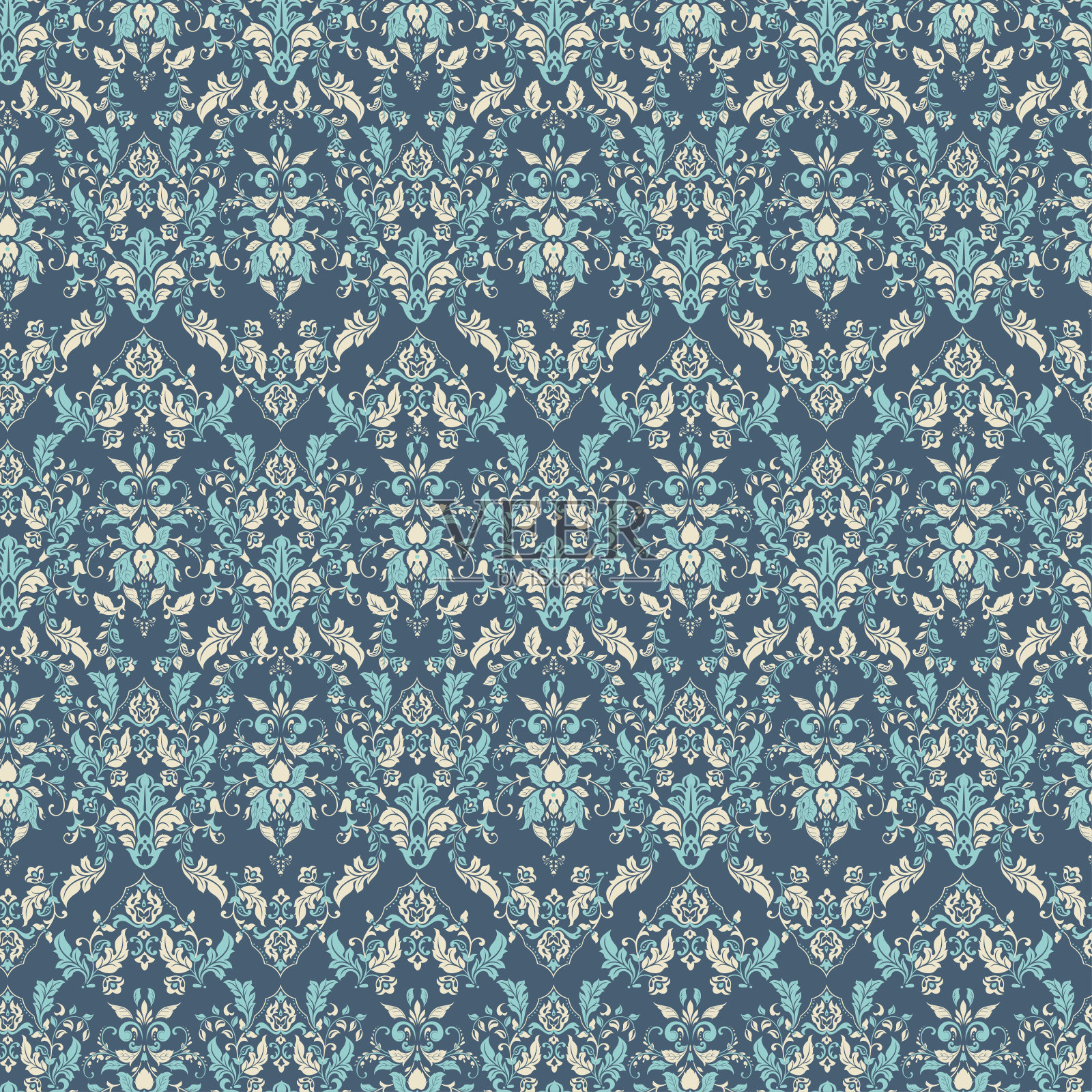 华丽的锦缎复古墙纸。向量无缝模式插画图片素材