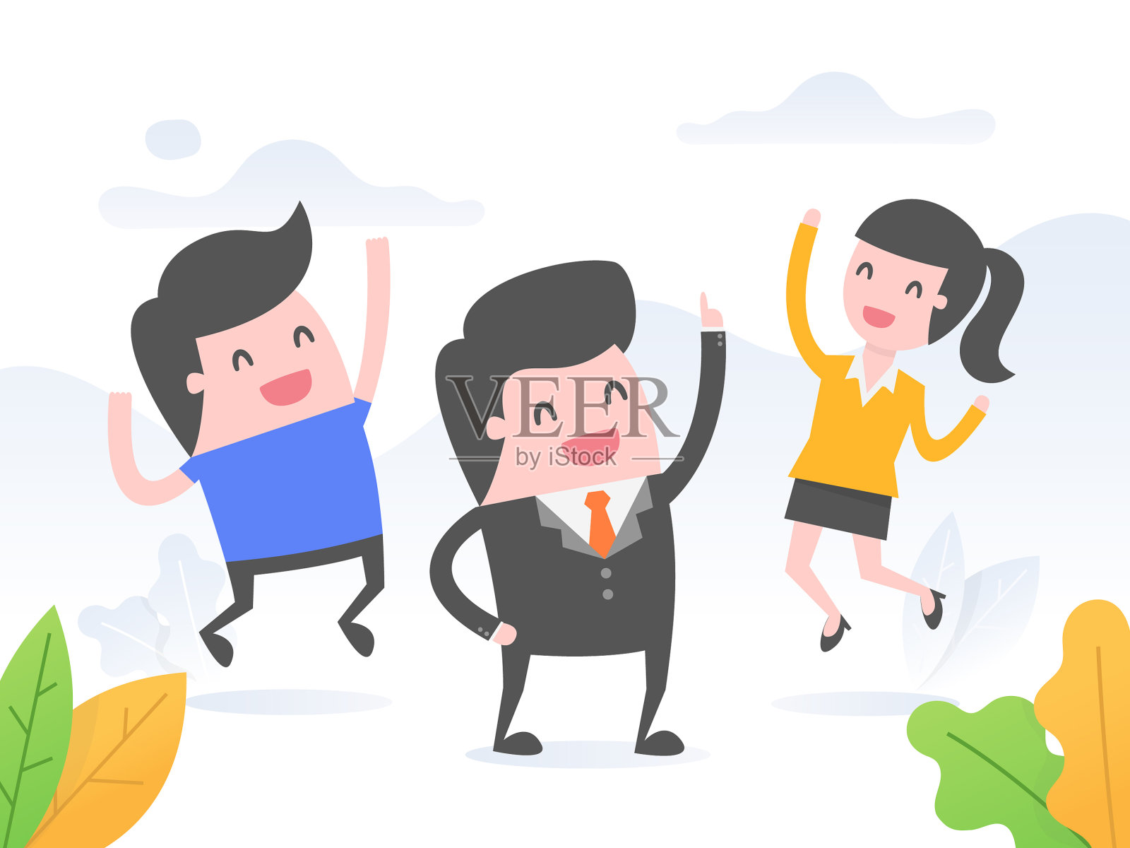领导激励他的团队插画图片素材