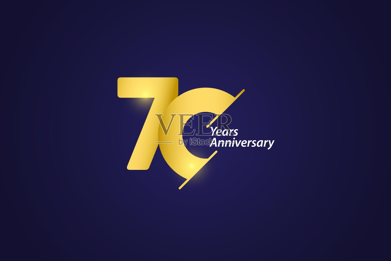 70周年庆祝金标志矢量模板设计插图插画图片素材