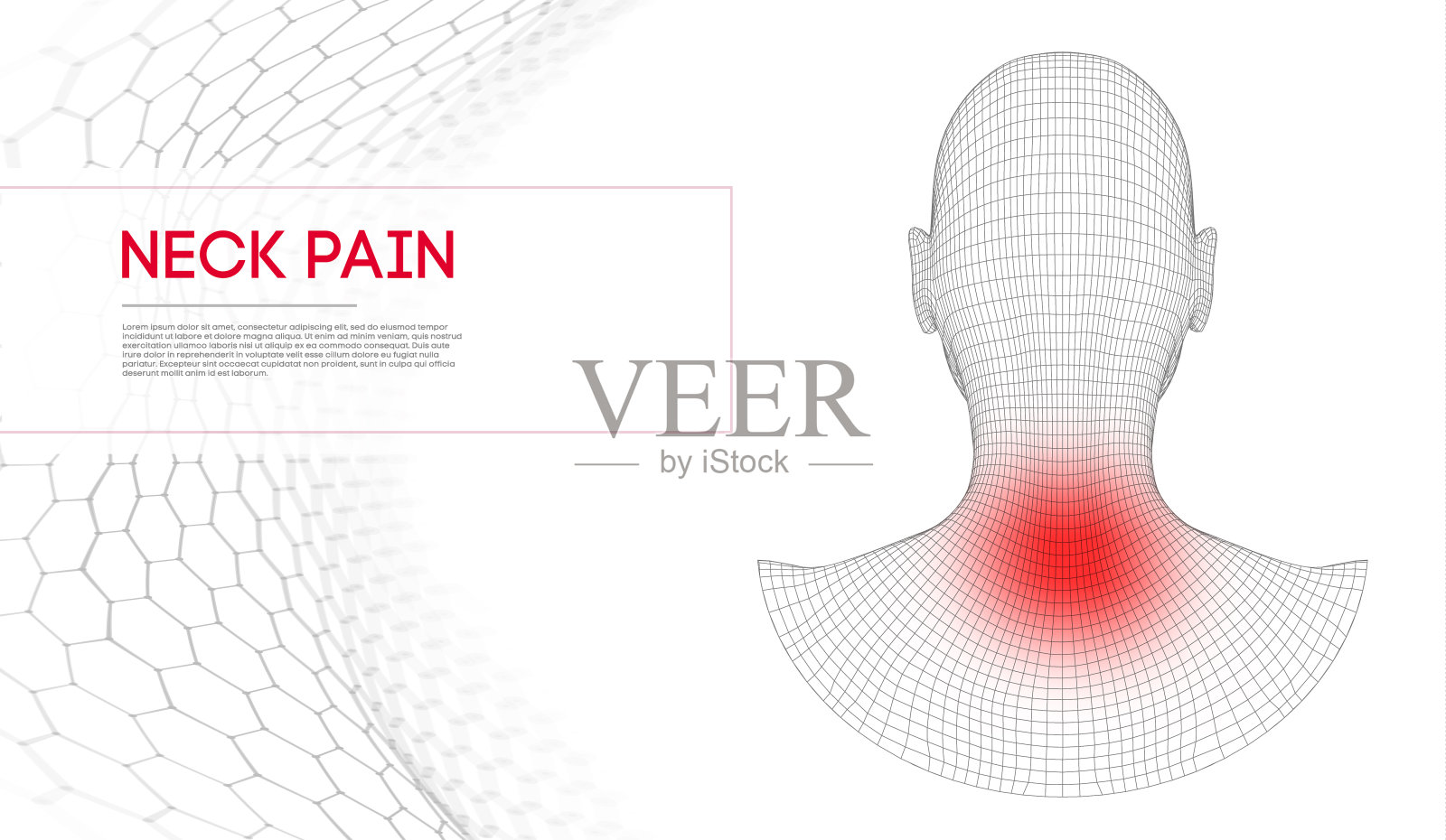 脖子痛的美女。医学背景矢量。插画图片素材