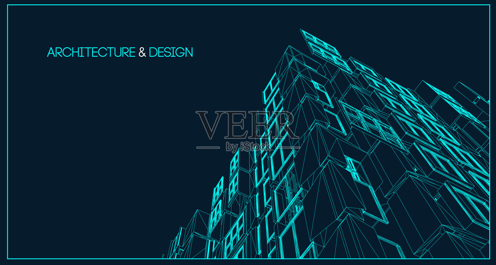 结构线的背景。建筑施工图向量抽象。现代城市3d项目。几何网格技术。线的蓝图。数字建筑师创新线框。插画图片素材