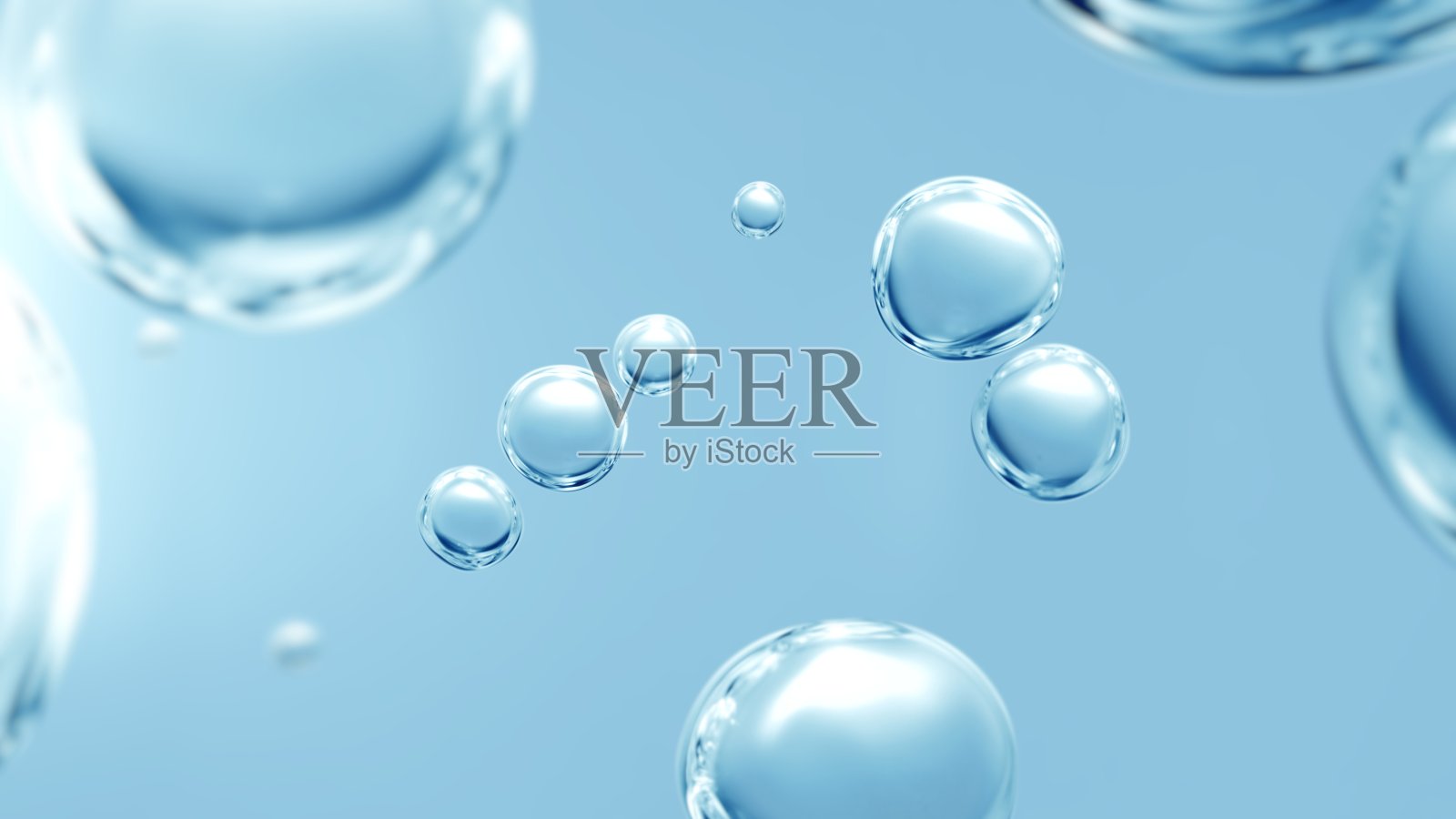 透明化妆品气体泡泡水下全帧微距特写照片摄影图片