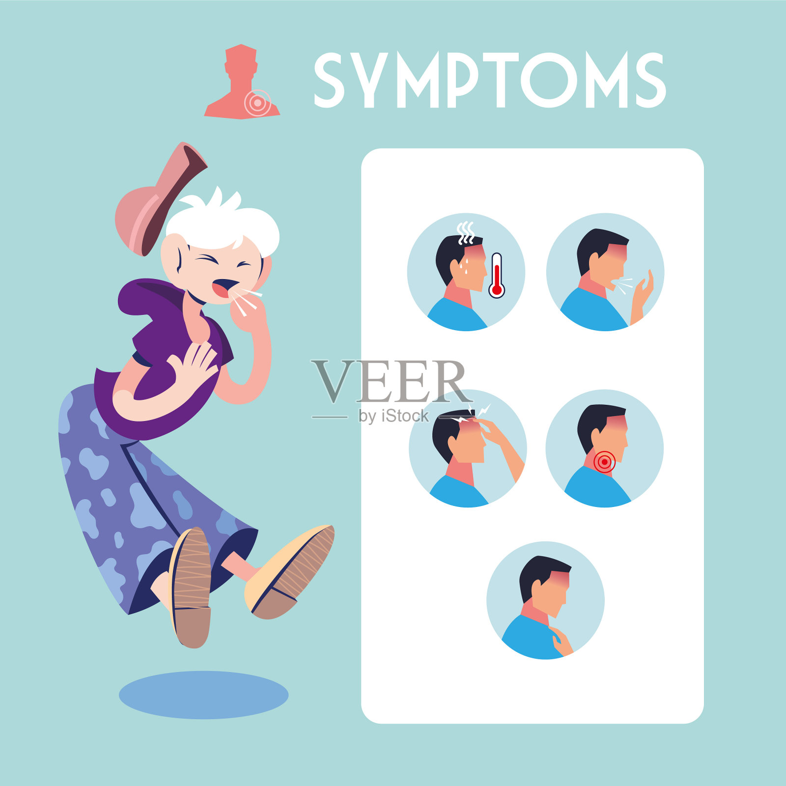 显示疾病潜伏期和症状的信息图插画图片素材