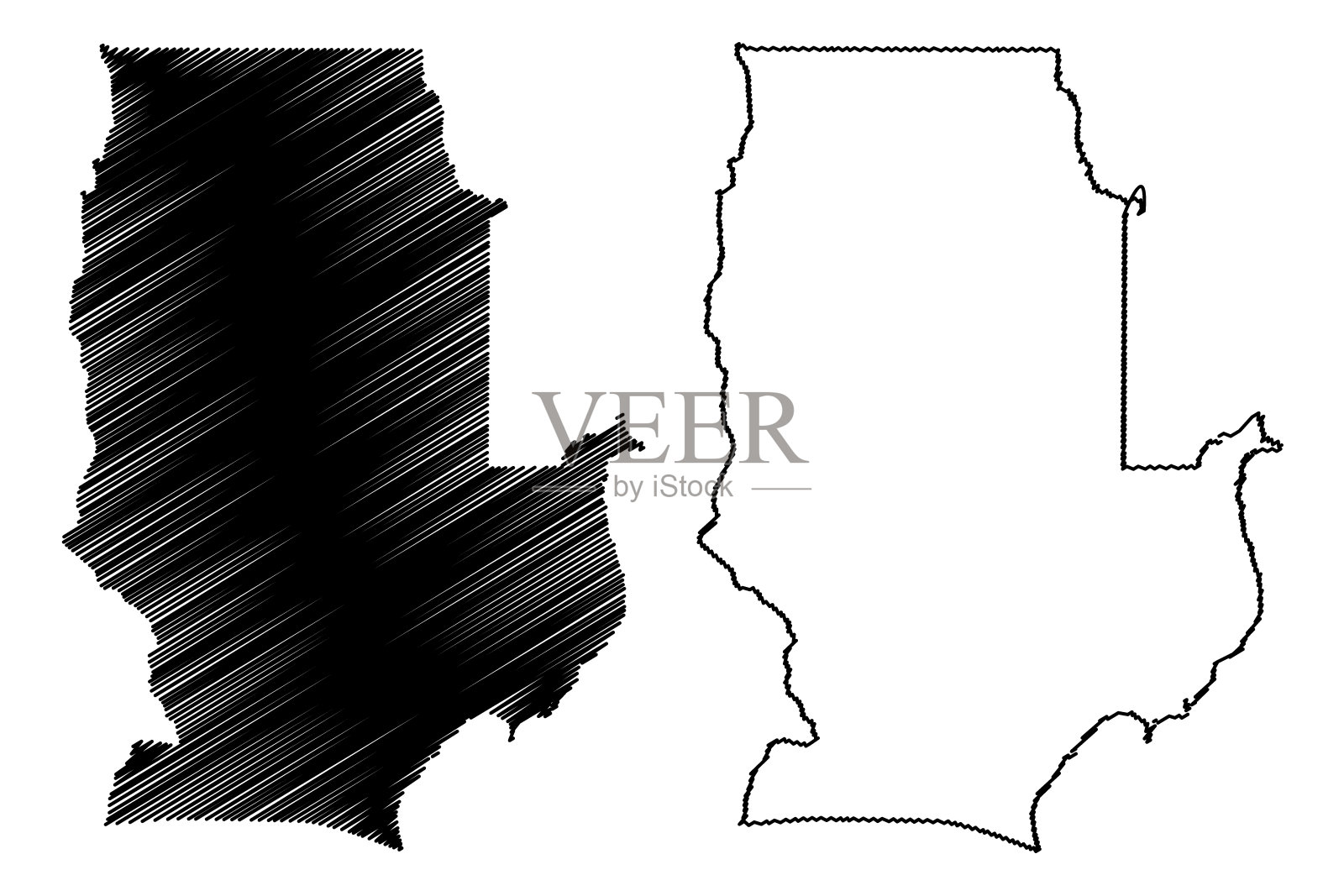 达沃市(菲律宾共和国,达沃地区)地图矢量插图,潦草草图达沃市地图插画图片素材