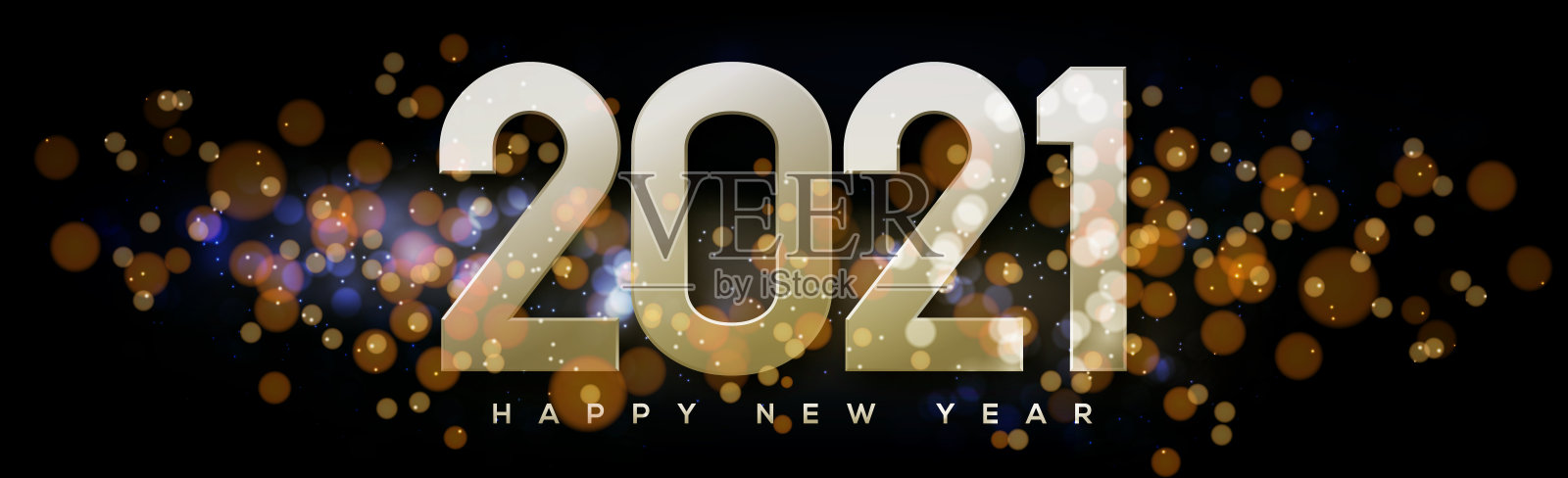 五彩缤纷、熠熠生辉的2021年新年散景设计模板素材