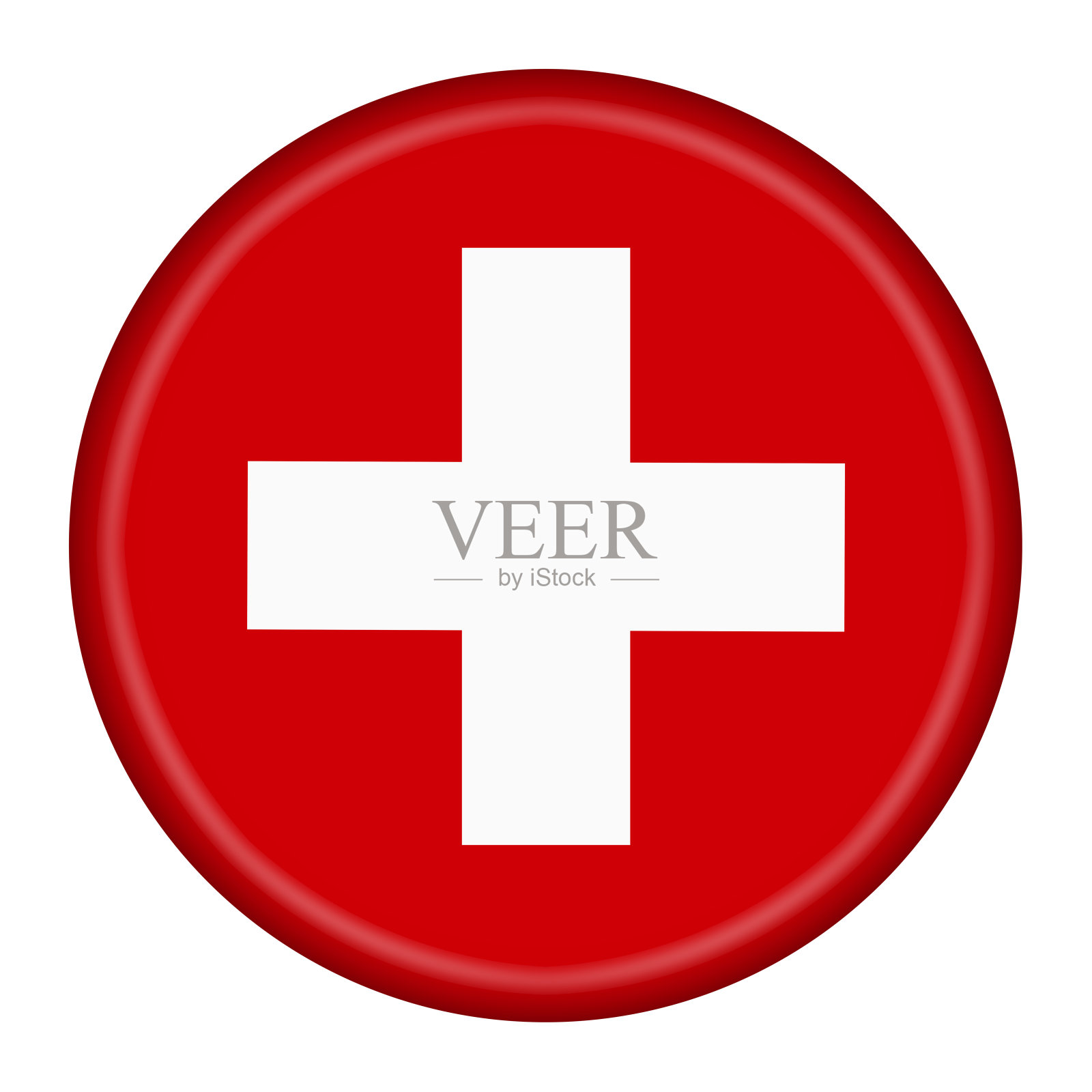 瑞士国旗按钮3d插图与剪切路径插画图片素材