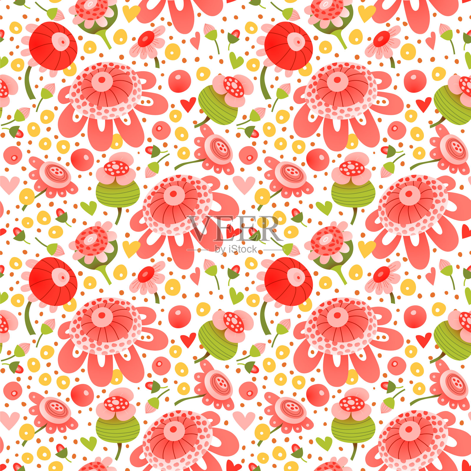 浪漫的花朵图案插画图片素材