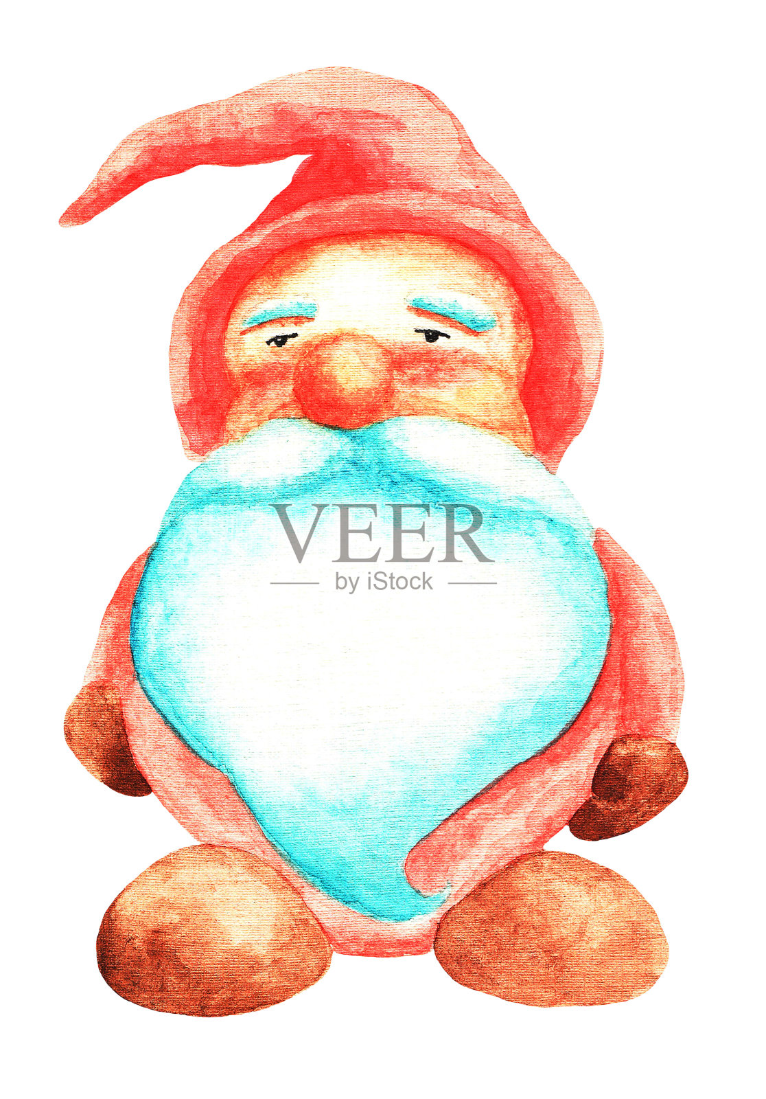 小圣诞老人,水彩画插画图片素材