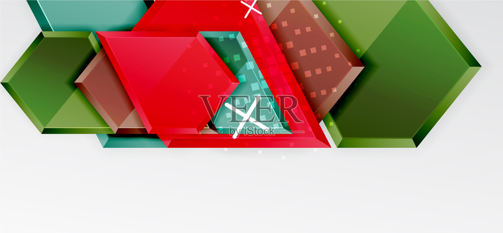 金属光泽闪亮的几何形状与3d效果插画图片素材