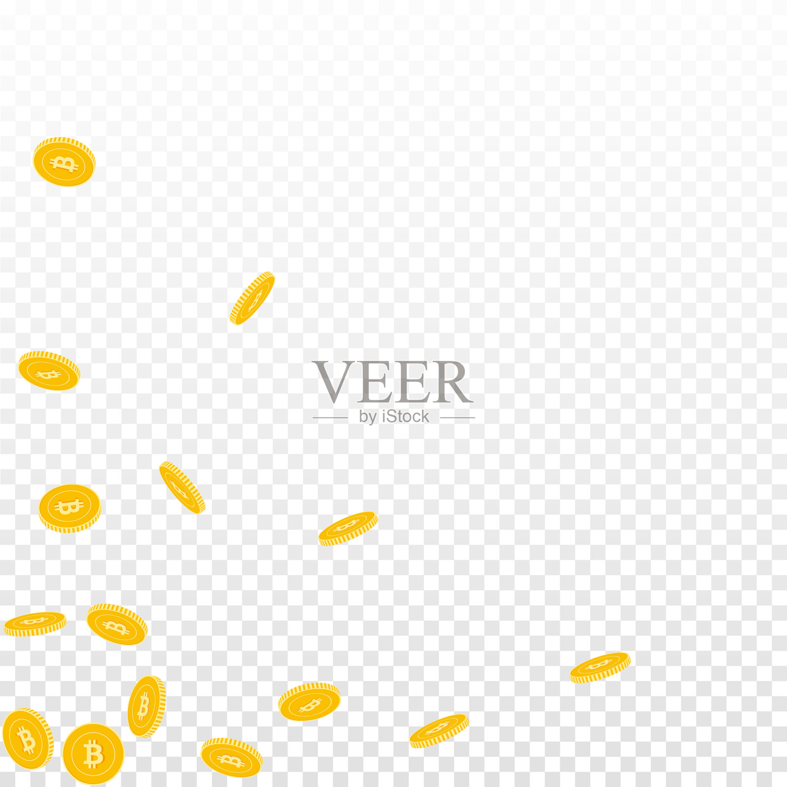 比特币互联网货币,比特币散落插画图片素材