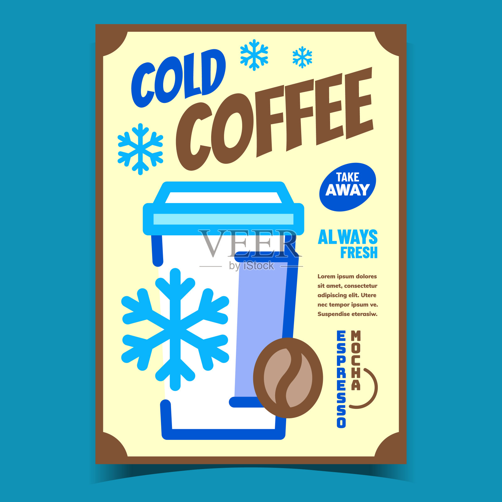 冷咖啡创意广告横幅向量插画图片素材
