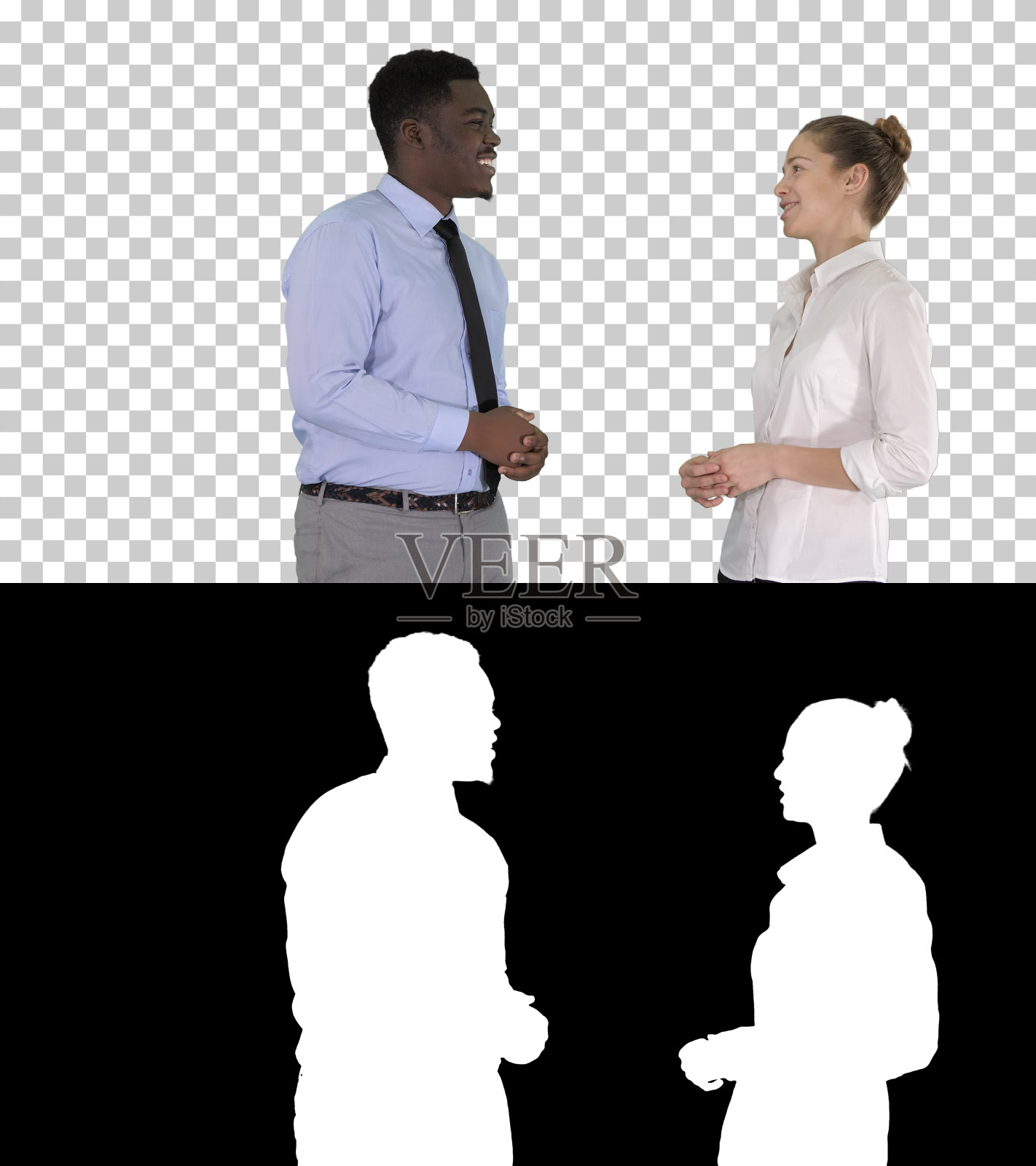 非洲裔美国人在阿尔法频道谈论生意照片摄影图片