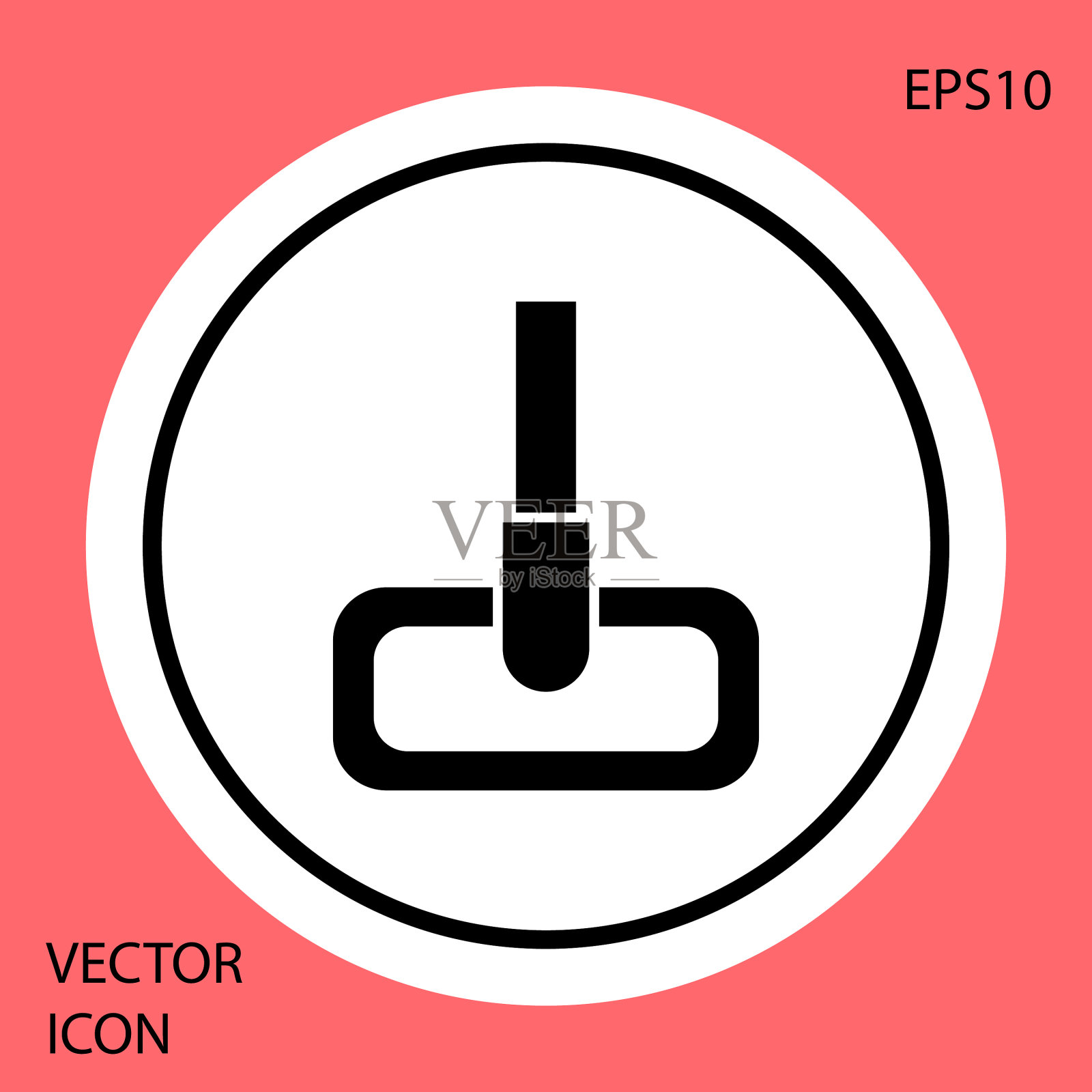 黑色拖把图标孤立在红色背景图标素材