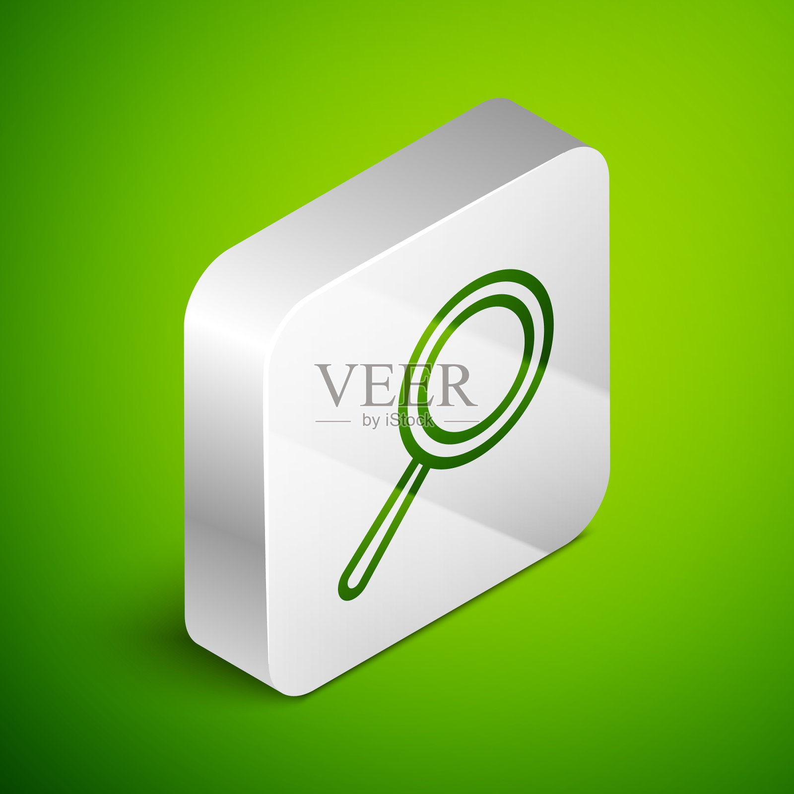 等距线煎锅图标孤立在绿色插画图片素材