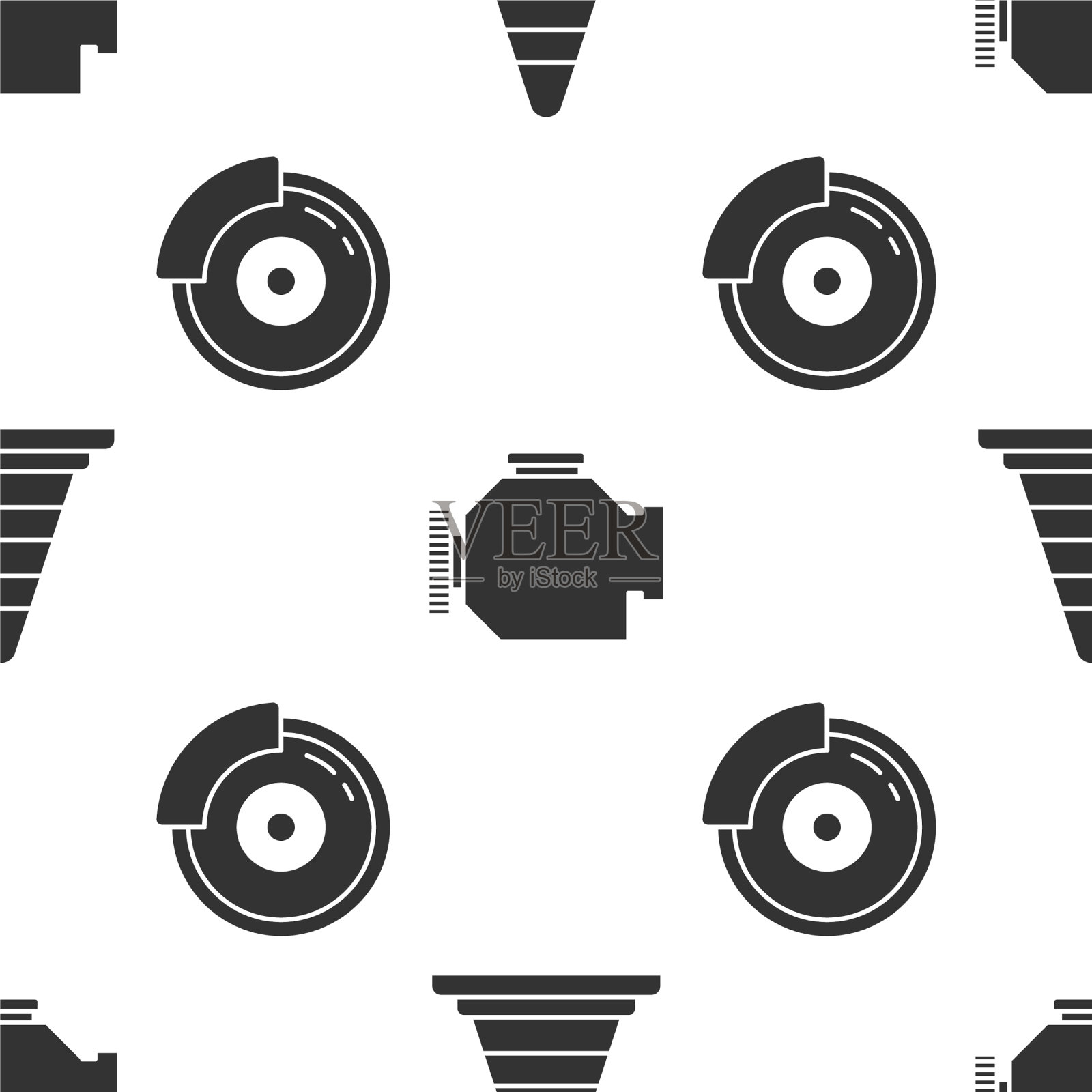 设置交通锥,检查发动机和汽车制动盘图标素材