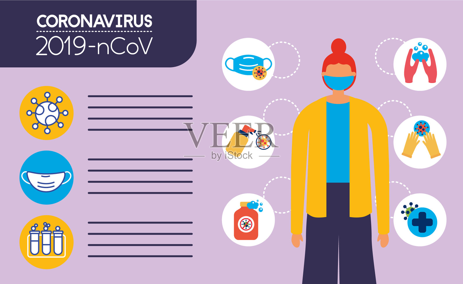 妇女使用的新冠肺炎大流行信息图设计模板素材