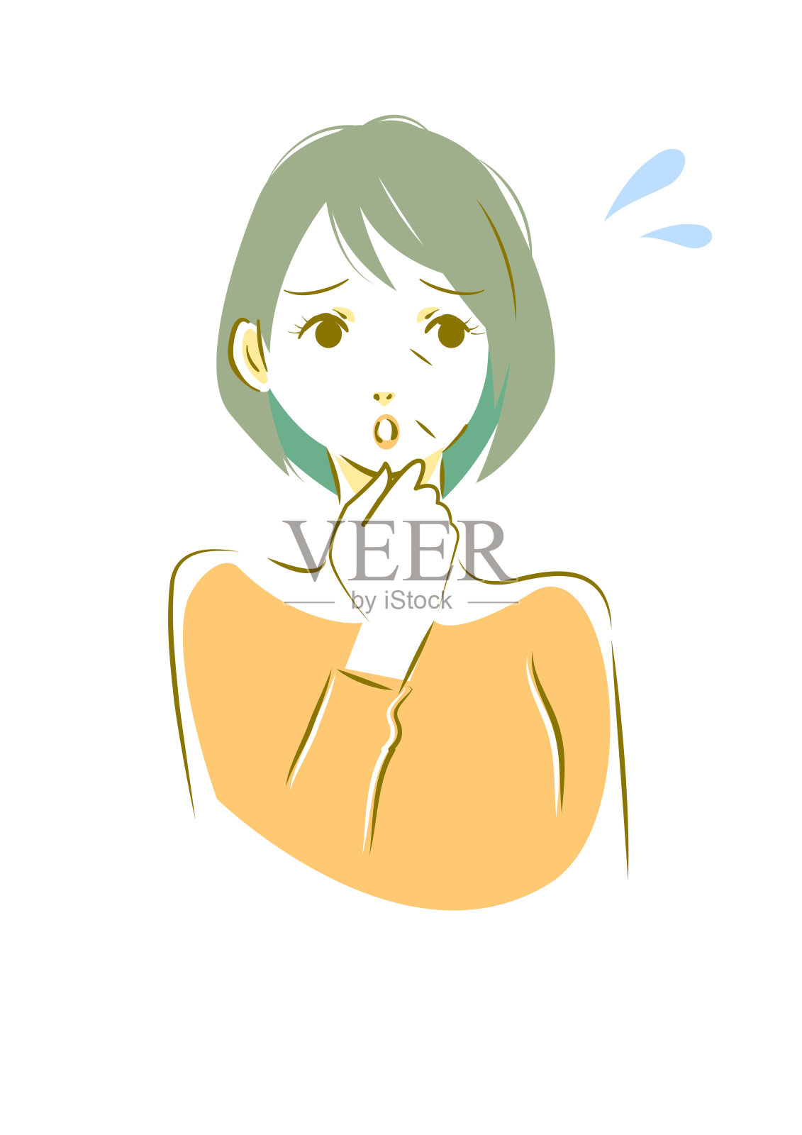 手绘中年妇女表情系列插画图片素材