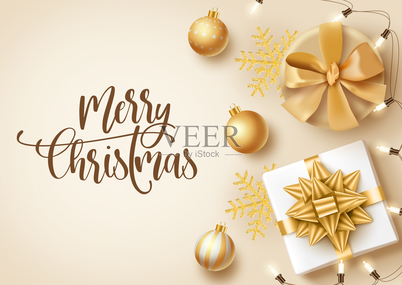 圣诞优雅向量横幅模板。圣诞快乐的文字与空白的信息和金色圣诞元素的节日季节贺卡。设计模板素材