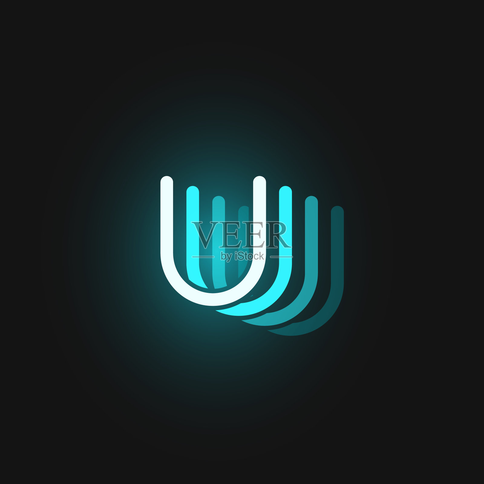 蓝色霓虹字体,黑色背景,矢量插图插画图片素材