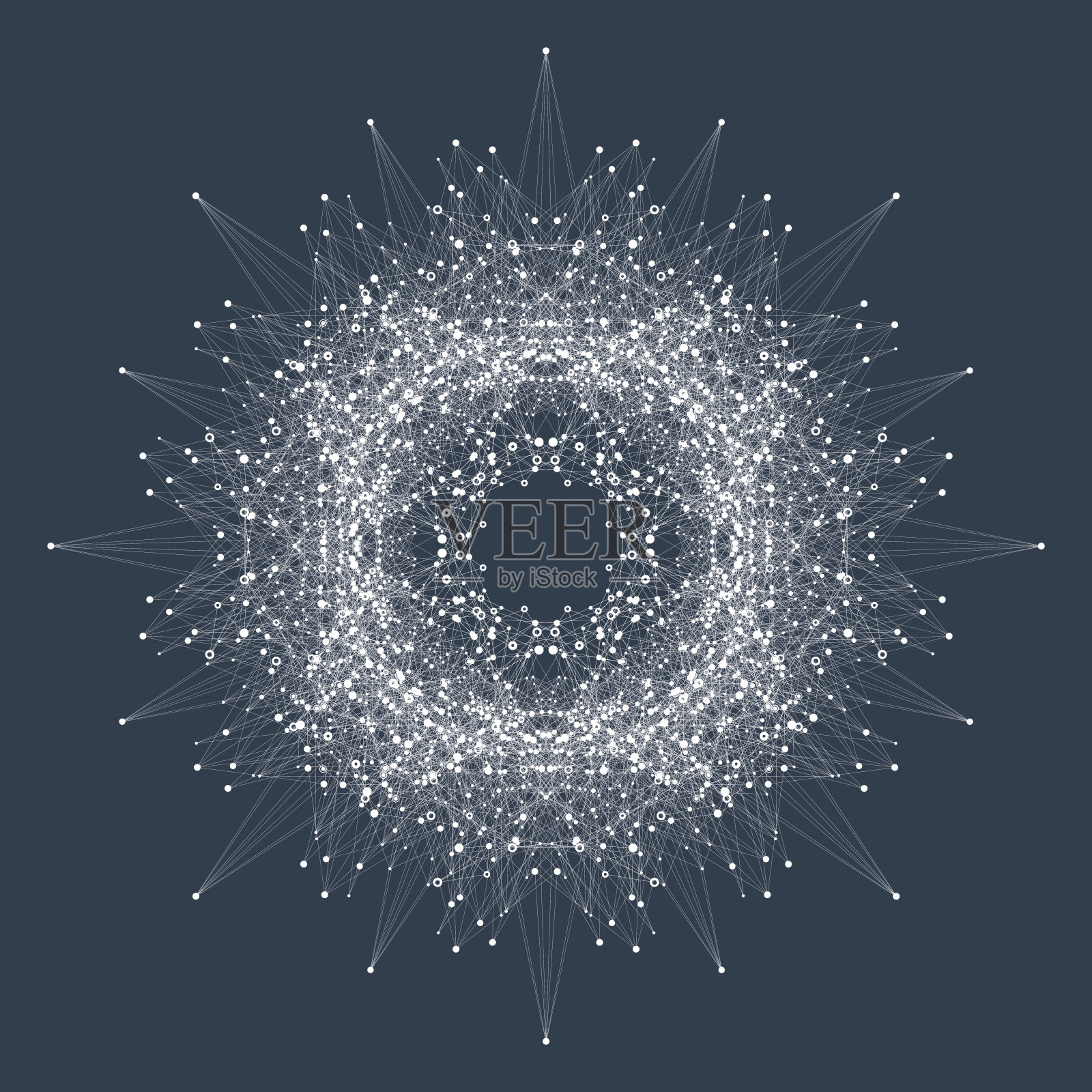 量子计算机技术概念。球爆炸的背景。深度学习人工智能。大数据算法可视化。波流。量子爆炸,矢量图。插画图片素材
