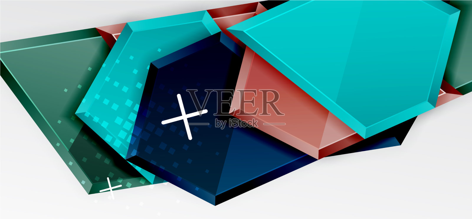 金属光泽闪亮的几何形状与3d效果插画图片素材