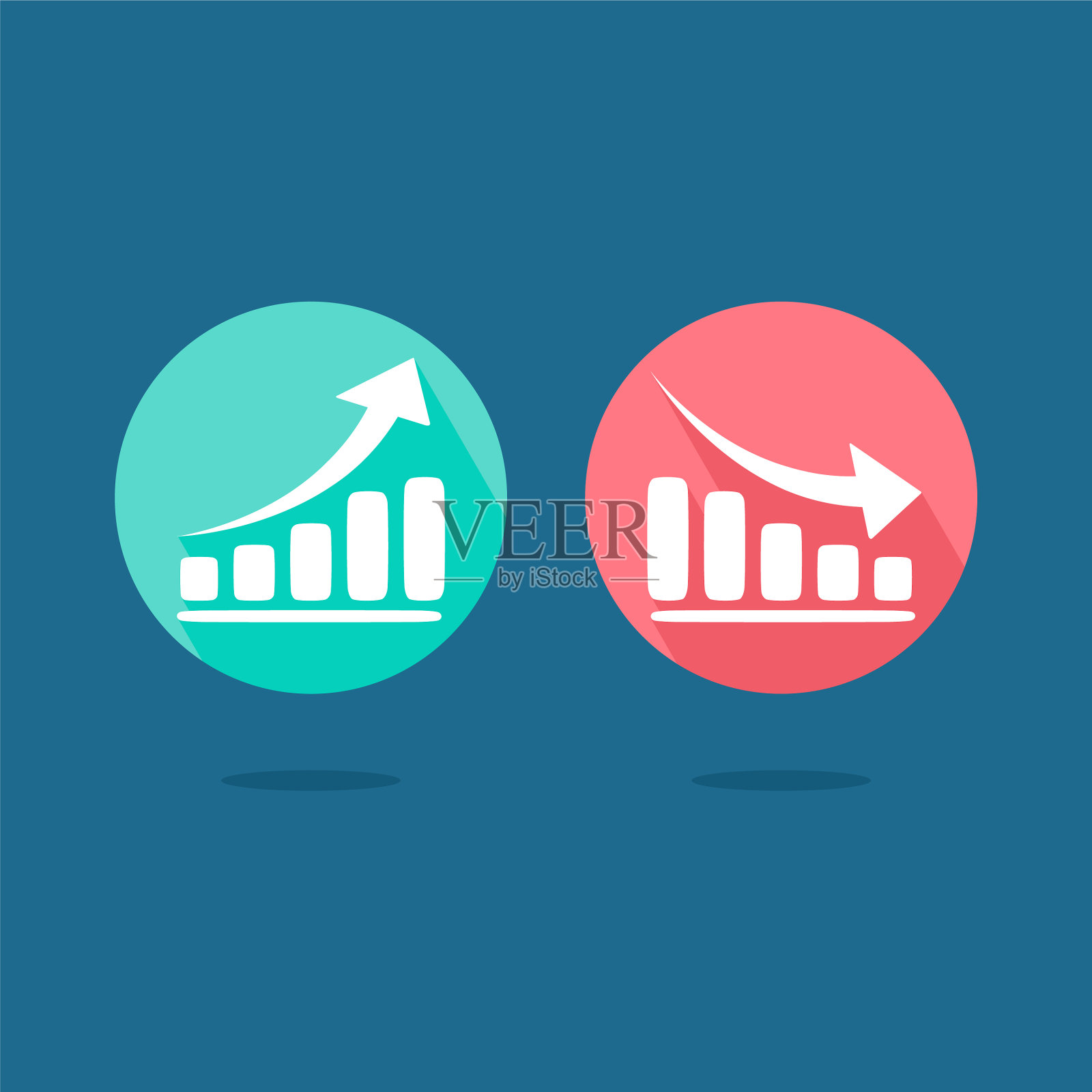 曲线图有上升和下降的趋势插画图片素材