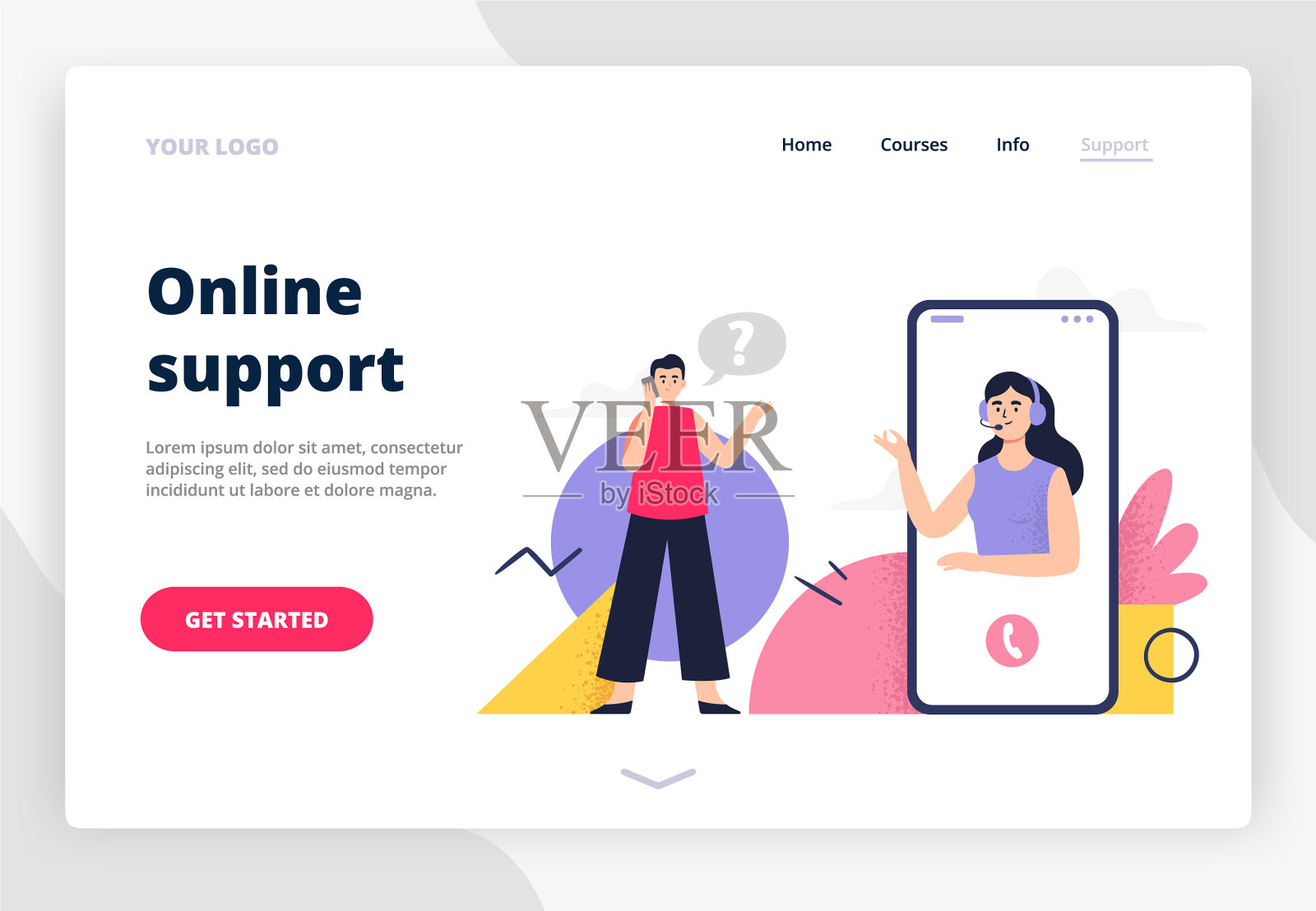 登陆页面上的在线支持主题插画图片素材