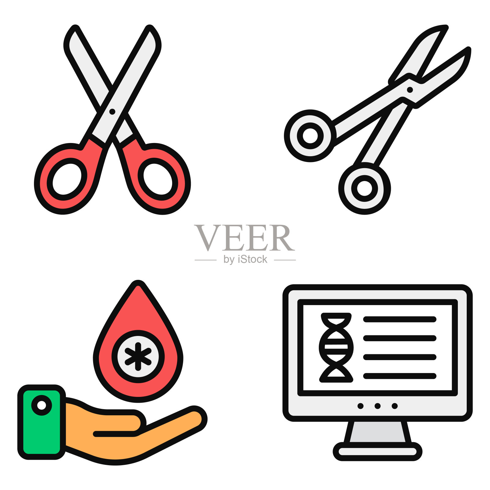 医疗保健配件图标包插画图片素材