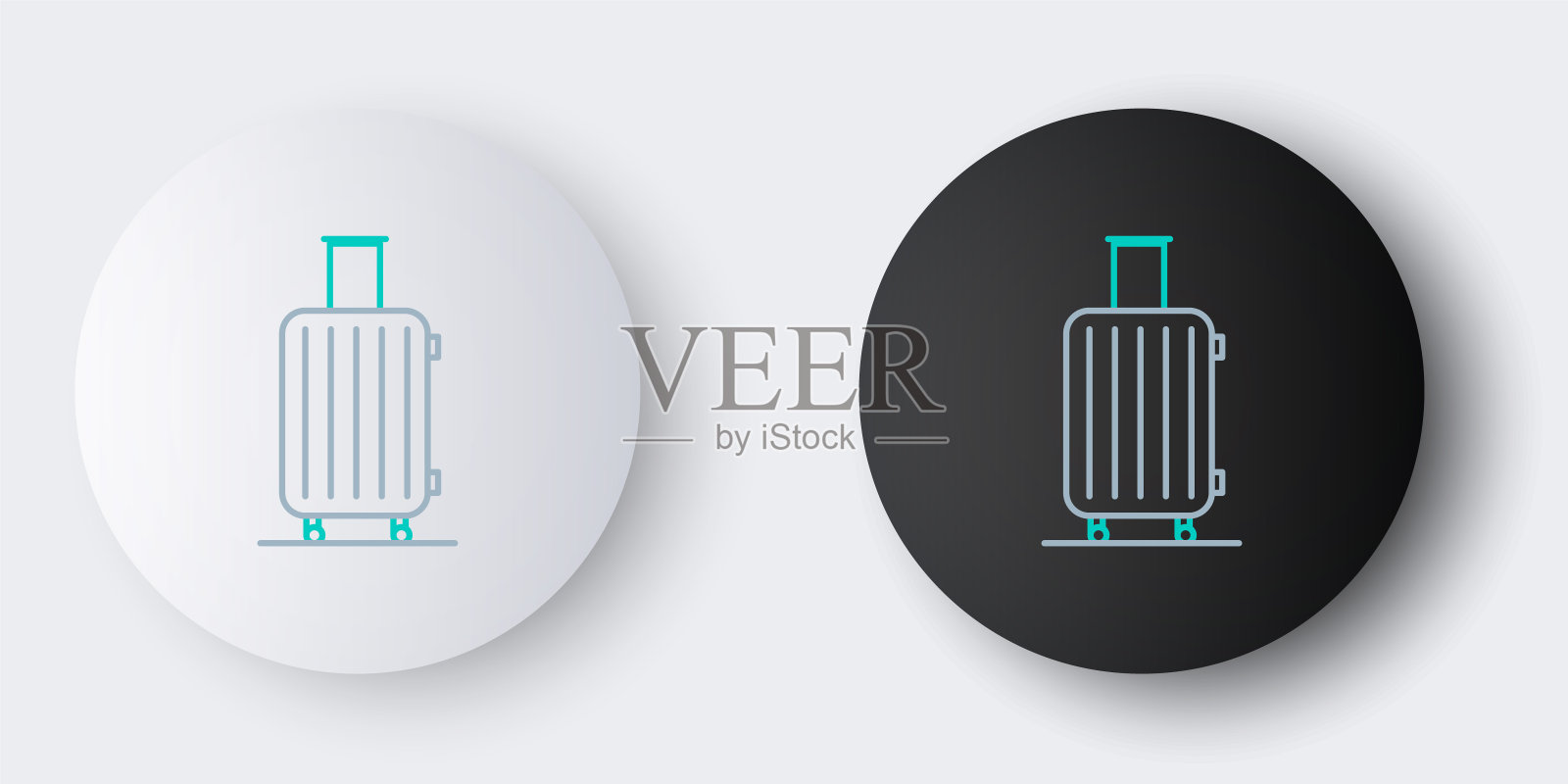 线旅行箱旅行图标孤立在灰色背景。旅行的行李的迹象。旅行的行李图标。色彩斑斓的轮廓的概念。向量图标素材