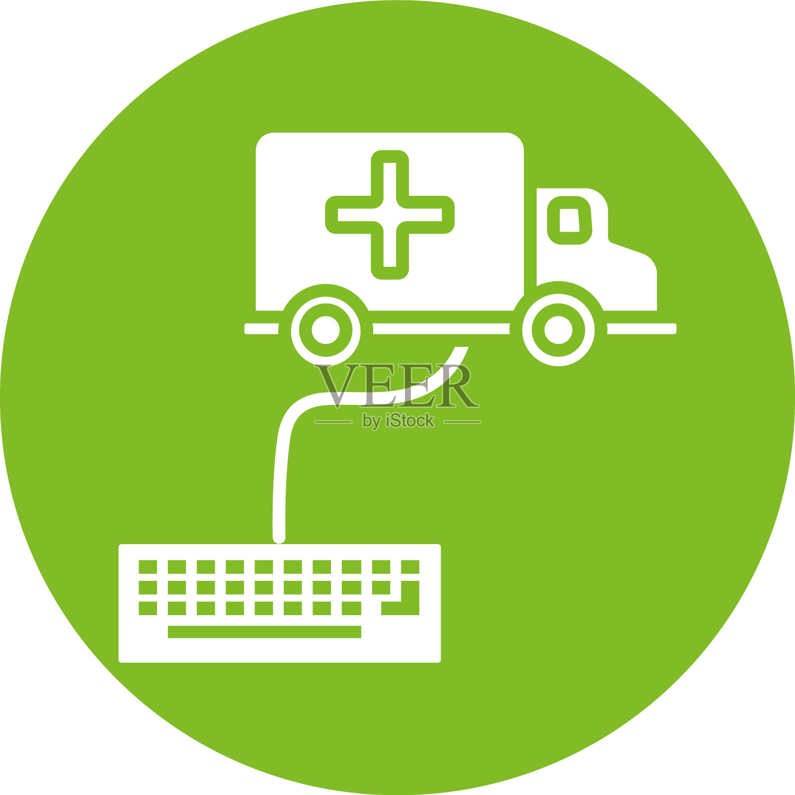 键盘与救护车健康在线剪影插画图片素材