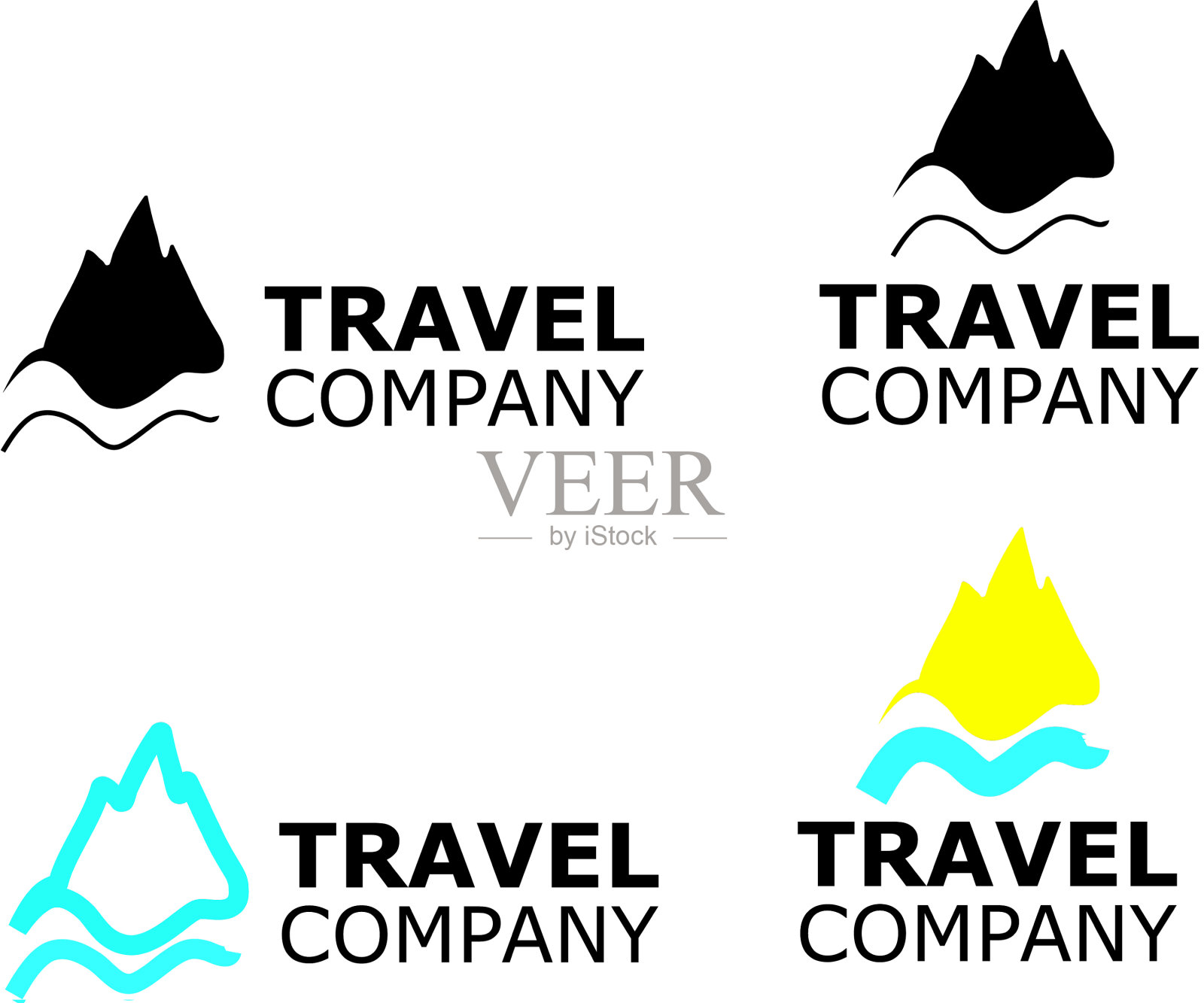 标志旅行社标志山上白色插画图片素材