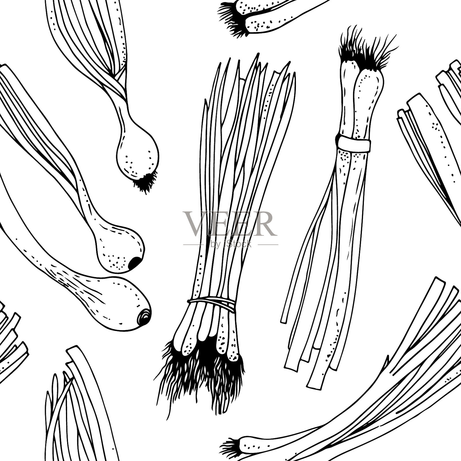 洋葱图案食品无缝背景从手插画图片素材