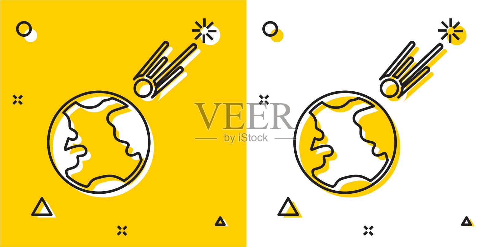 黑彗星快速下落图标孤立插画图片素材