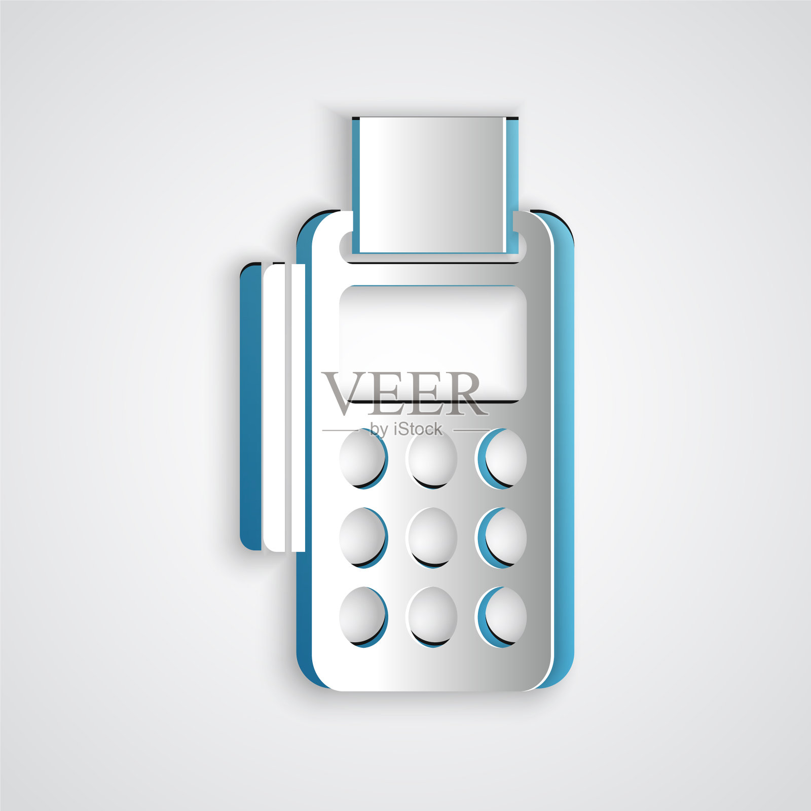 插入信用卡的剪纸pos机图标素材