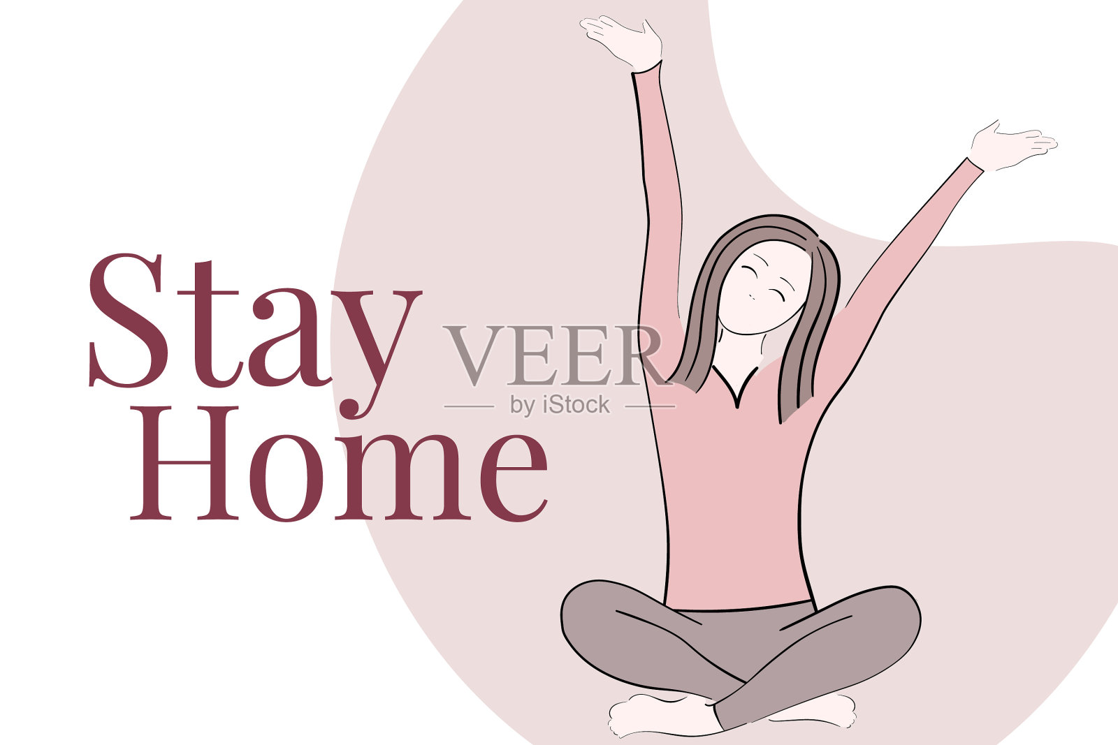 自我隔离和社交距离概念插画图片素材