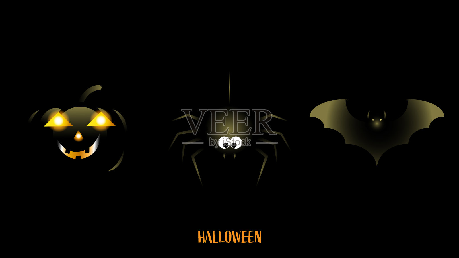 万圣节装饰的庆祝在黑暗的背景。节日派对邀请海报,贺卡,派对邀请,矢量插图。插画图片素材