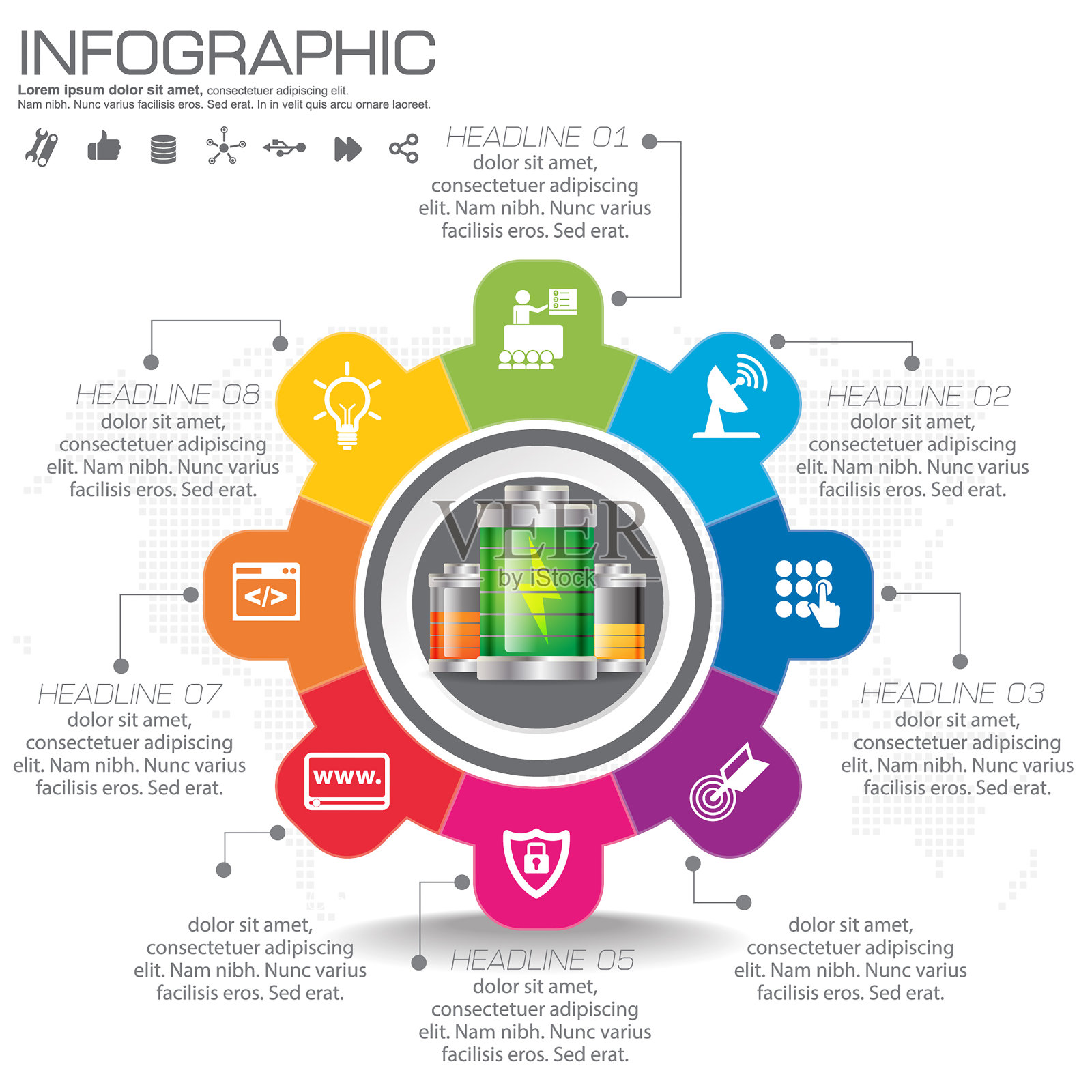 矢量图。模板的图表,图表,演示和图表。带有选项、部件、步骤或流程的业务概念。插画图片素材