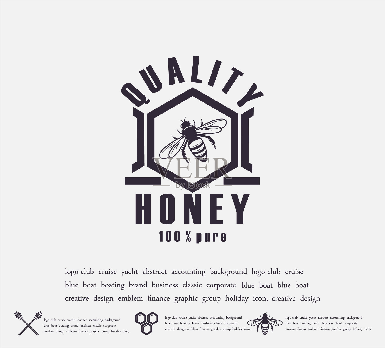 设计蜂蜜标签标识蜂蜜质量插画图片素材