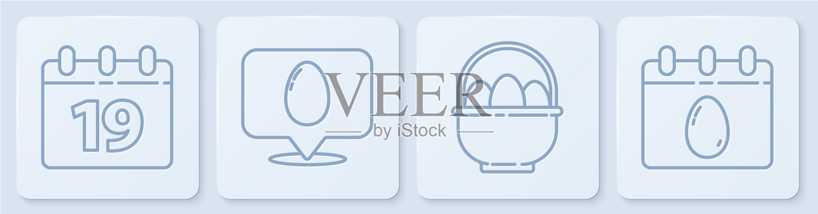 用复活节快乐篮子套行日历图标素材