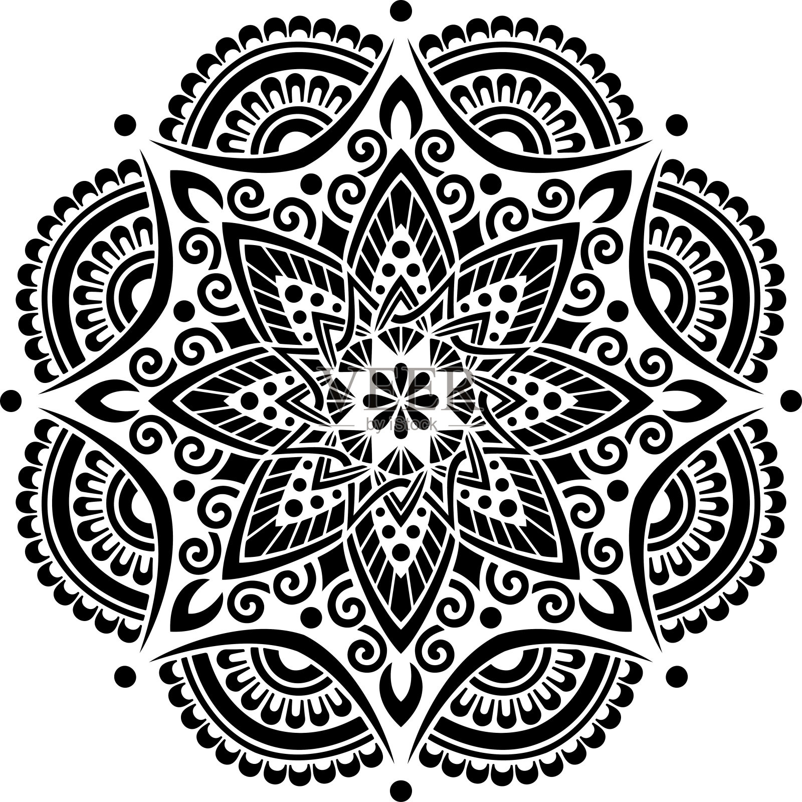 曼荼罗图案模板涂鸦素描插画图片素材