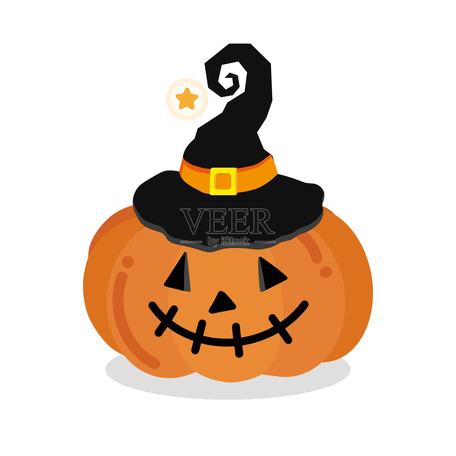 万圣节快乐的概念。南瓜和可怕的脸卡通。插画图片素材