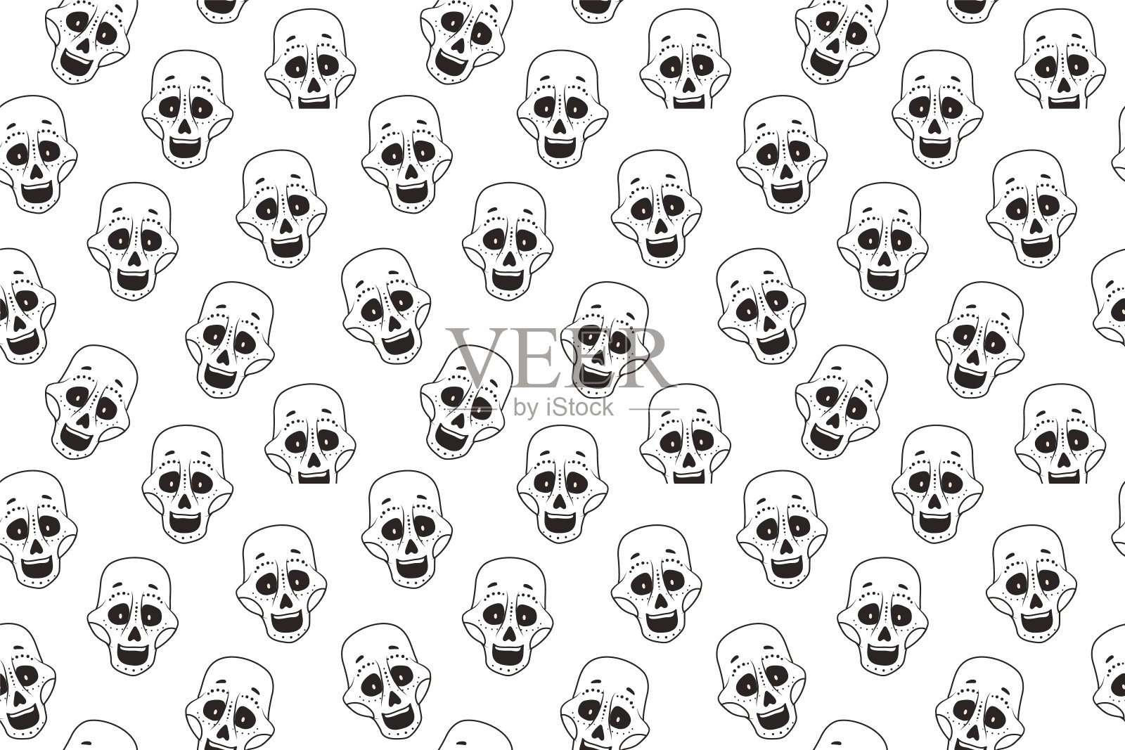 白色背景上的头骨图案插画图片素材