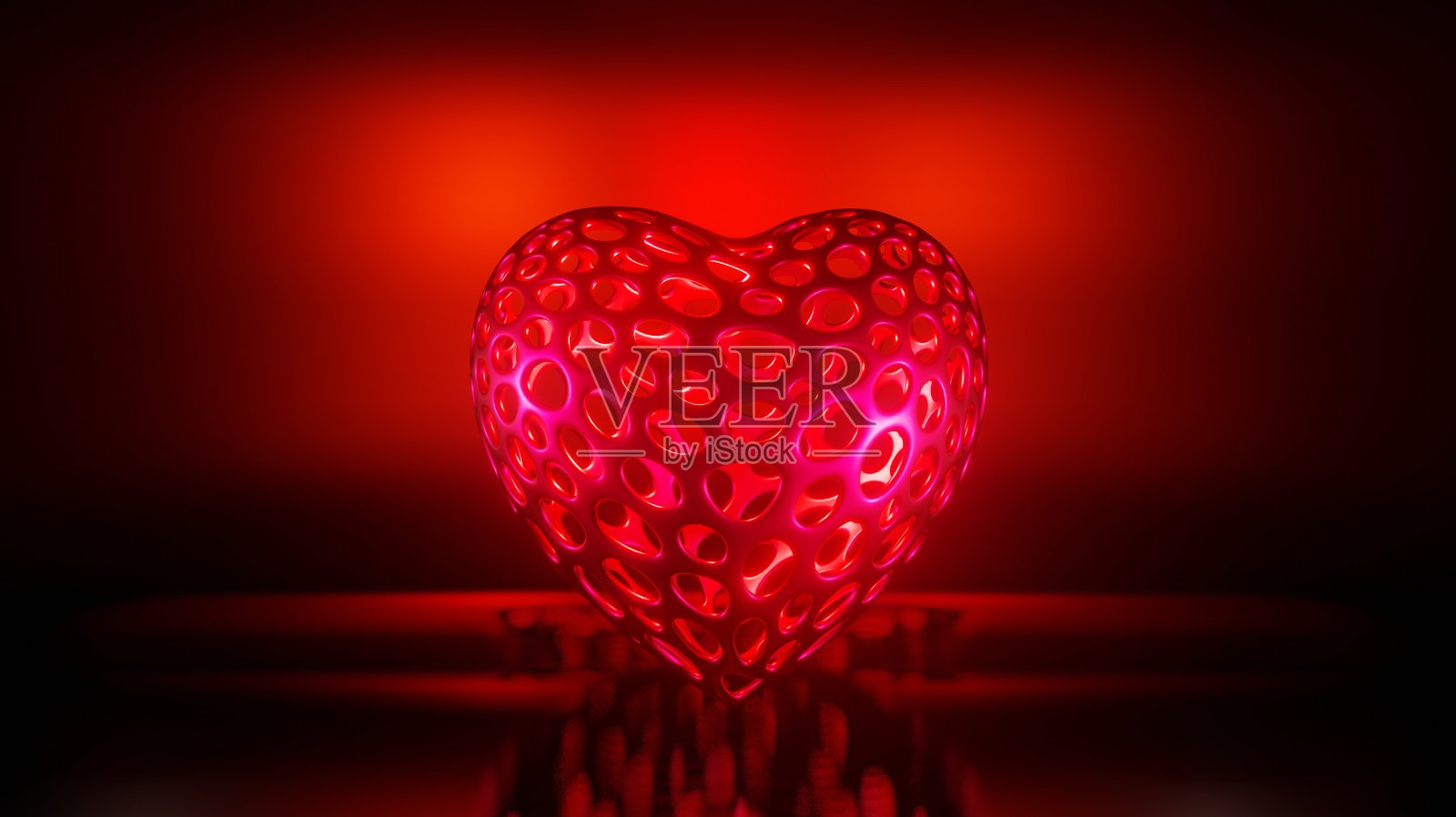 情人节线框爱心3D渲染插图,用于广告和商业用途照片摄影图片