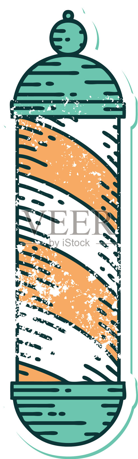 心疼贴纸纹身风格图标理发师插画图片素材