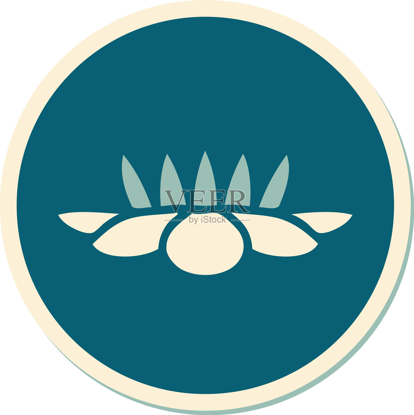 纹身风格贴纸一朵荷叶花图标素材